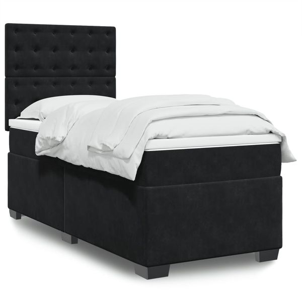 vidaXL Posteľný rám boxspring s matracom čierny 80x200 cm zamat