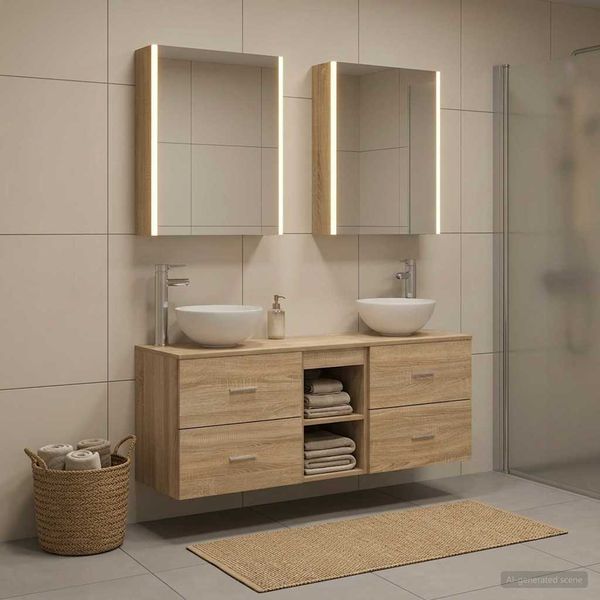 vidaXL Set kabinetov do kúpeľne 5 pcs Dub sonoma 53 x 15,5 x 70 cm