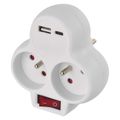 Rozbočovacia zásuvka EMOS P0073 2×, vyp., 1×USB-A + 1×USB-C, biela