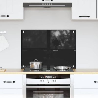vidaXL Kuchynský obklad Čierna 70 x 50 cm tvrdené sklo