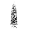 vidaXL Úzky umelý vianočný stromček, zasnežený, zelený 120 cm, PVC