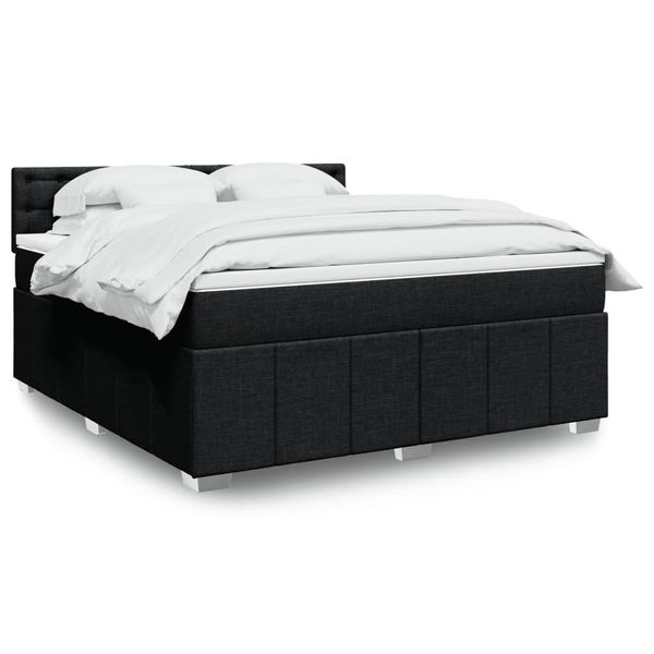 vidaXL Posteľný rám boxspring s matracom čierny 180x200 cm látka