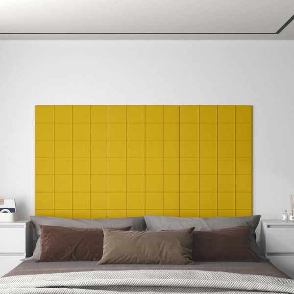 vidaXL Nástenné panely 12 ks žlté 60x15 cm zamat 1,08 m²
