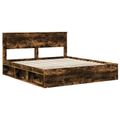 vidaXL Rám postele Dymová dub 200 x 200 cm Masívne borovicové drevo