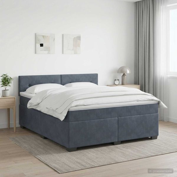 vidaXL Posteľ boxspring s matracom Tmavosivá 140 x 200 cm Zamat