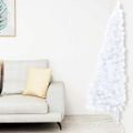 vidaXL Osvetlený umelý polovičný vianočný stromček+gule, biely 120 cm