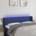 vidaXL Čelo postele s LED modré 147x16x78/88 cm látka