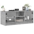 vidaXL TV skrinka so sklenenými dvierkami betónovo sivá 102x37x42 cm