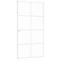 vidaXL Interiérové dvere biele 102x201,5 cm tvrdené sklo a hliník úzke