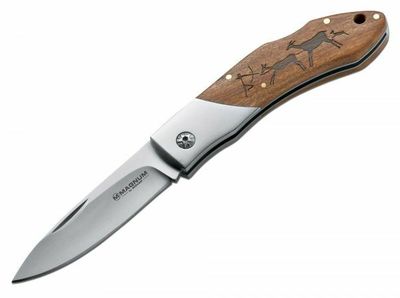 Magnum 01RY818 Caveman Steel vreckový nôž 8,2 cm, drevo, jaskynný motív