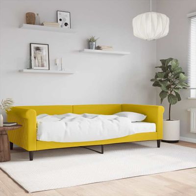 vidaXL Denná posteľ s matracom žltá 100x200 cm zamat