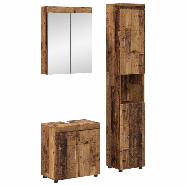 vidaXL Sada kúpeľňového nábytku TULUM 3 pcs Staré drevo