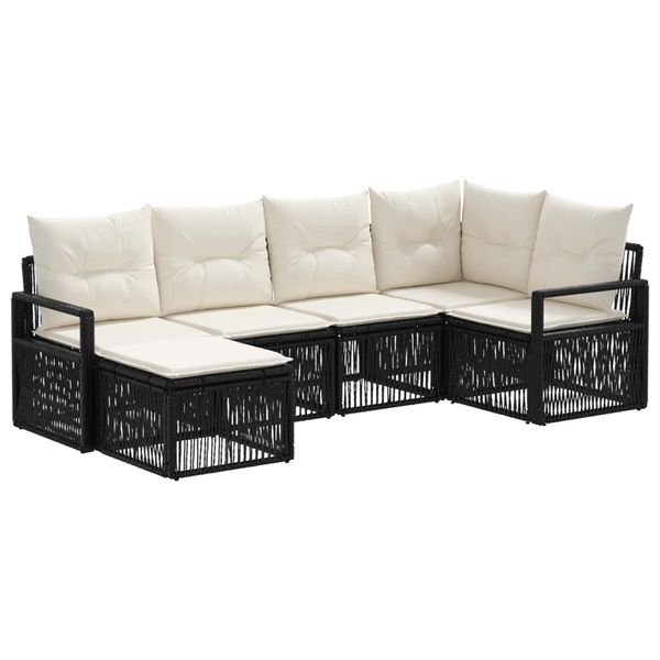 vidaXL Súprava záhradných pohoviek 6 pcs Čierna polyratan