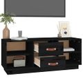 vidaXL TV skrinka čierna 100x34x40 cm masívna borovica