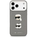 Puzdro Karl Lagerfeld FW Grainovaná Karl & Choupette Heads Pins & Logo pre iPhone 17 Pro Max sivá
