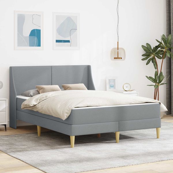 vidaXL Rám postele s matracom Svetlosivá 140 x 200 cm Polyester