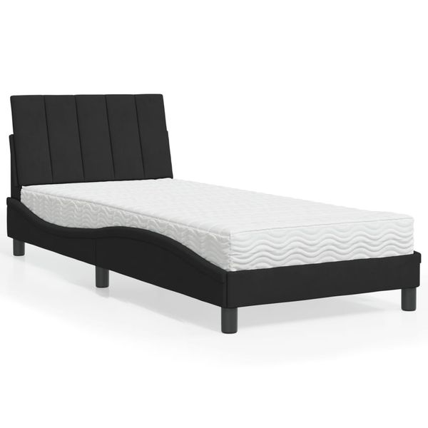 vidaXL Posteľ s matracom Hanko čierny 90x190 cm zamat