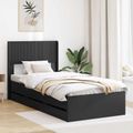 vidaXL Posteľový rám s úložným priestorom a čelom Čierna 75 x 190 cm