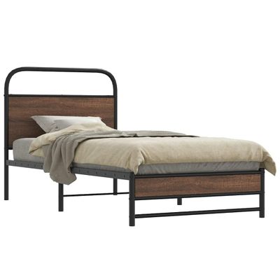 vidaXL Posteľný rám bez matraca 100x190 cm hnedý dub kompozitné drevo