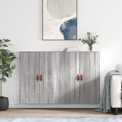 vidaXL Nástenné skrinky 2 ks sivý dub sonoma 69,5x34x90 cm