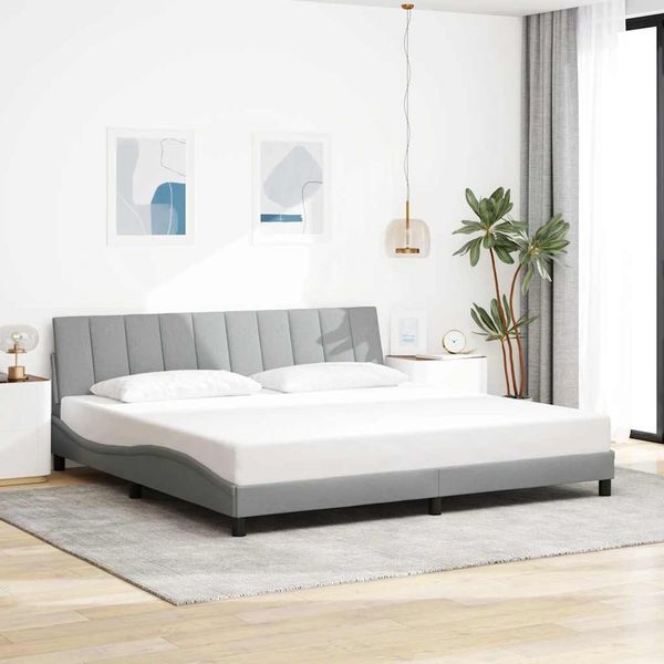 vidaXL Rám postele bez matraca Hanko bledosivá 200x200 cm látka