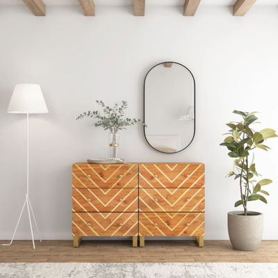 vidaXL Bočné skrinky 2 ks hnedo-čierne 60x33,5x75 cm masívne mango