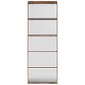 vidaXL Botník so zrkadlom 5-poschodový dymový dub 63x17x169,5 cm