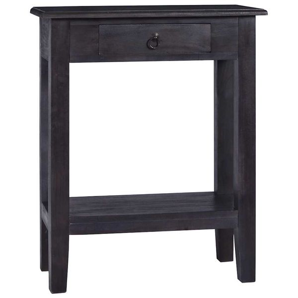 vidaXL Konzolový stolík svetlá čierna káva 60x30x75cm mahagónový masív