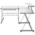 vidaXL Rohový počítačový stôl biely 132x112x99 cm spracované drevo