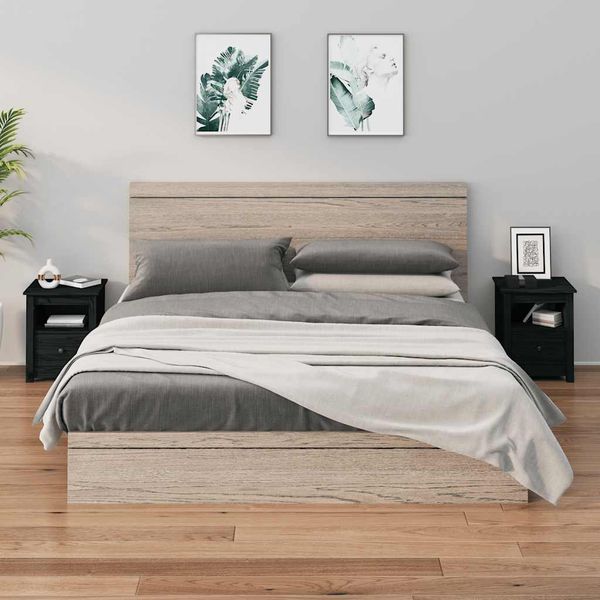 vidaXL Nočné stolíky 2 ks čierne 40x35x49 cm masívne borovicové drevo