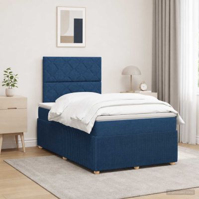 vidaXL LED boxspring posteľ s matracom Modrá 120 x 200 cm Látka