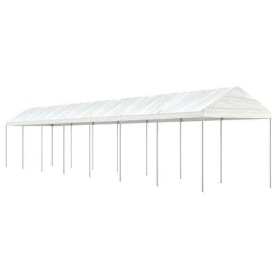 vidaXL Altánok so strechou, biely 15,61x2,28x2,69 m, polyetylén