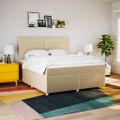 vidaXL Posteľný rám boxspring s matracom krémový 180x200 cm látka