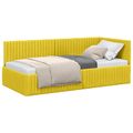 vidaXL Rohový rám postele s čelnou doskou Žltá 90 cm x 190 cm Zamat