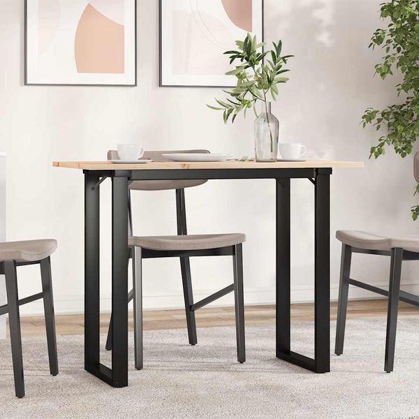 vidaXL Jedálenský stolík v tvare O 100x50x75 cm borovica a oceľ