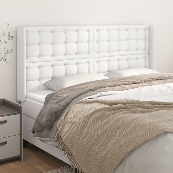 vidaXL Čelo postele so záhybmi biely 183x16x118/128 cm umelá koža