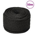 vidaXL Pracovné lano čierne 16 mm 50 m polypropylén