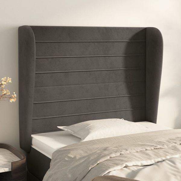 vidaXL Čelo postele so záhybmi tmavosivé 93 x 23 x 118/128 cm zamat