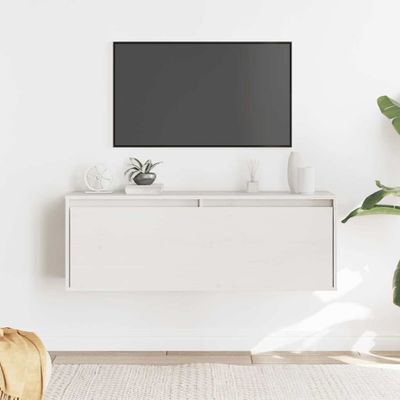 vidaXL Nástenná skrinka biela 100x30x35 cm masívna borovica