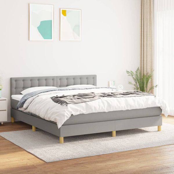 vidaXL Boxspring posteľ s matracom svetlosivá 100x200 cm látka