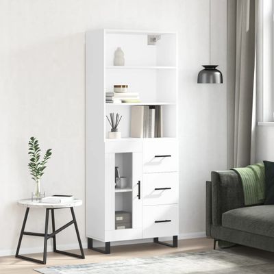 vidaXL Vysoká skrinka lesklá biela 69,5x34x180 cm spracované drevo