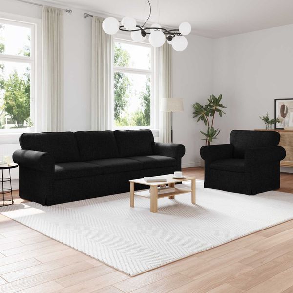 vidaXL Sada pohoviek 2 pcs Čierna 245 x 82 x 80 cm látka
