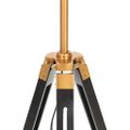 vidaXL Lampa na statíve čierna a zlatá 141 cm teakový masív