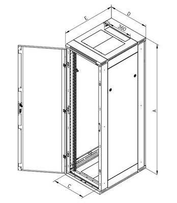 Triton 19' rozvaděč stojanový rozebiratelný 15U/600x800 RAL7035, šedá Rozvadec, stojanový, rozebíratelný, 19", 15U, 600×800, sklenené dvere, RAL7035, šedý