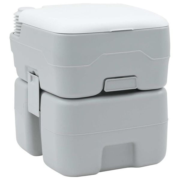 vidaXL Kempingové WC Šedý a biely 41,5 x 36,5 x 42 cm Polyetylén