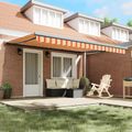 vidaXL Sklopná markíza Žltá a oranžová 400 × 300 cm Plátno a hliník
