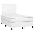 vidaXL Boxspring posteľ s matracom a LED biela 120x200 cm umelá koža