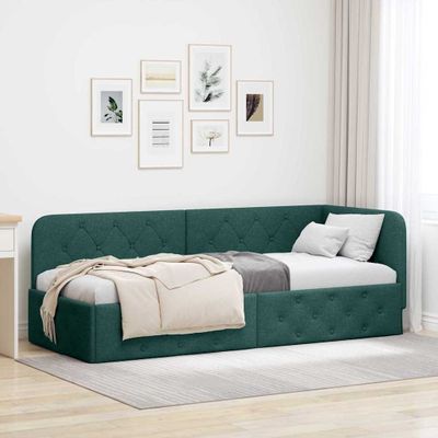vidaXL Rohový rám postele Tmavozelená 80 x 200 cm látka