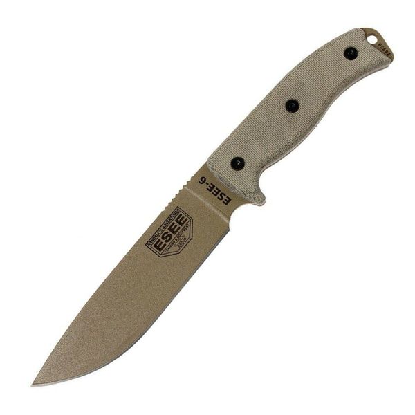 ESEE-6P-DE Dark Earth všestranný nôž 16,5 cm, hnedá, Micarta, puzdro