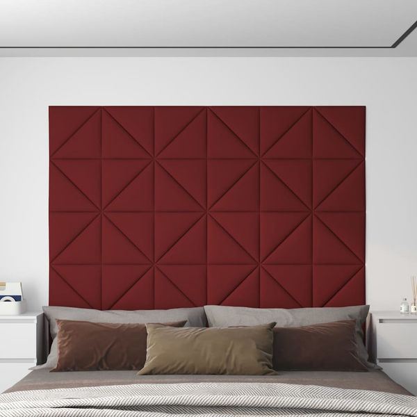 vidaXL Nástenné panely 12 ks vínovo-červené 30x30 cm látkové 0,54 m²